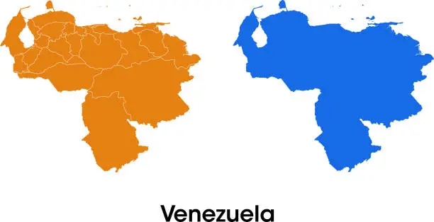 Vector illustration of Venezuela map with political division