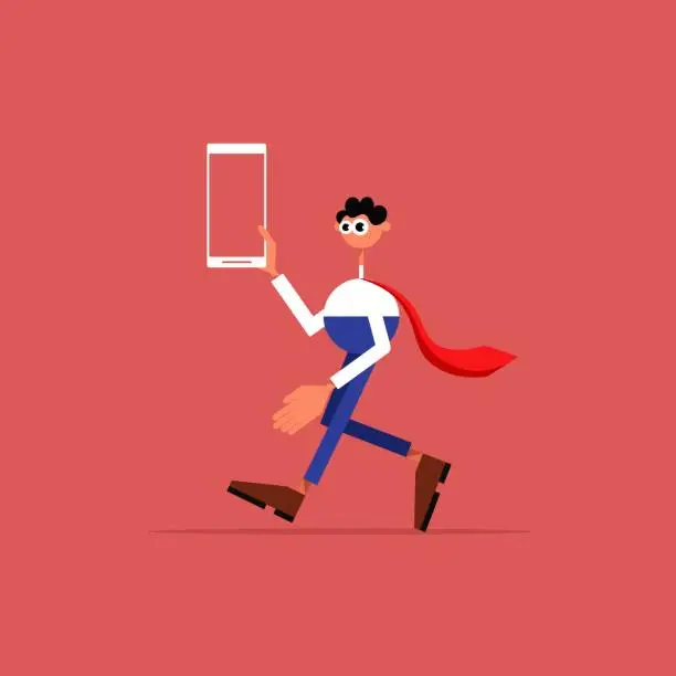 Vector illustration of People and smart technology minimalist