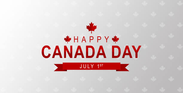 happy canada day greeting card, canada flag on white grey background for the national day of canada celebration. - flag canada canadian flag maple leaf imagens e fotografias de stock