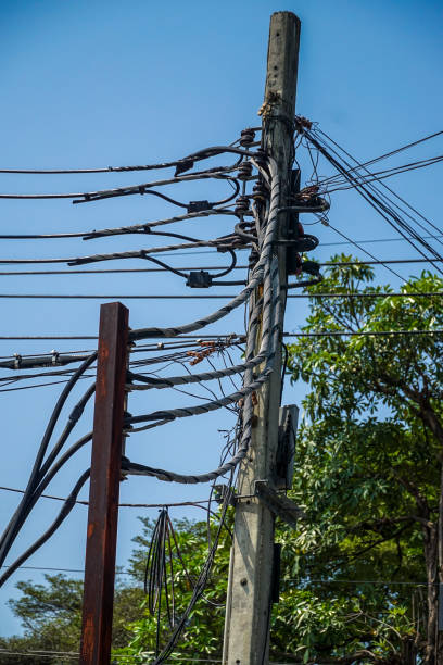 istock A tall pole with many wires coming out of it 2076232039