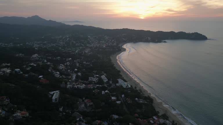 Aerial Sunset Landscape of Sayulita Beach Mexican Travel Destination river Nayarit