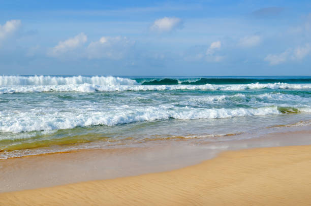 istock Scenic beach and sky with beautiful cumulus clouds. 2076265013