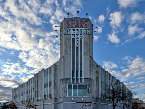 Brooklyn, NY - March 3, 2024: Sears Roebuck and CO logo on store in Flatbush, Brooklyn, New York City