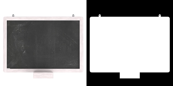 3D rendering illustration of a wall mounted chalkboard