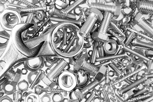 Wrenches on chrome nuts and bolts