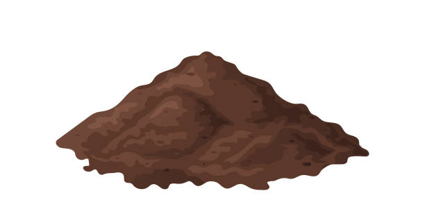 Pile of soil in cartoon. Heap of ground for agricultural. Vector illustration isolated on white background Pile of soil in cartoon. Heap of ground for agricultural. Vector illustration isolated on white background. hill cartoons stock illustrations