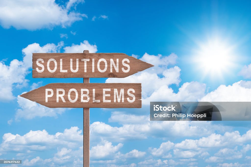 Street Signs Concept With Blue Sky With Words Problem And Solution ...