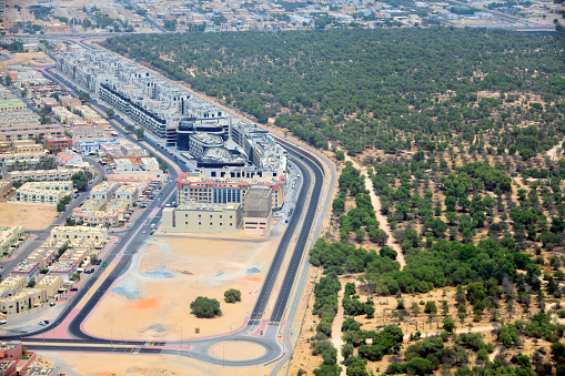 Mirdif, Dubai, UAE: Mushrif Park lies, a natural ghaf (Prosopis cinerarea) forest, the national tree of the United Arab Emirates, used to combat desertification.