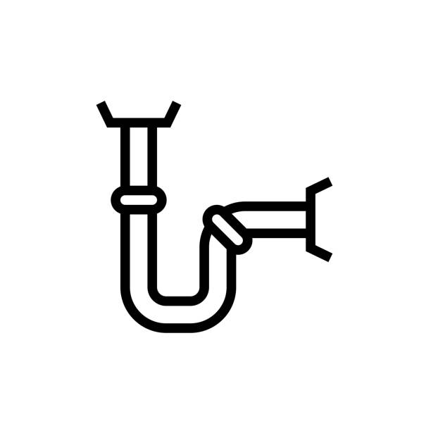 symbol für die wasserinstallationsleitung - sink toilet bathtub installing stock-grafiken, -clipart, -cartoons und -symbole