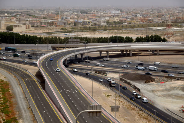 istock Motorway intersection from the air - Al Khawaneej Road and Sheik 2076364745