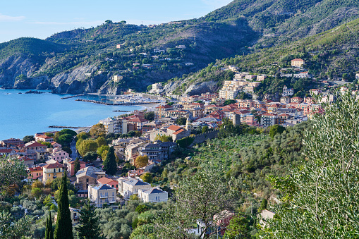Daytime view of Monterosso al Mare, one of the five villages in Cinque Terre. Province of La Spezia. Liguria. Italy.