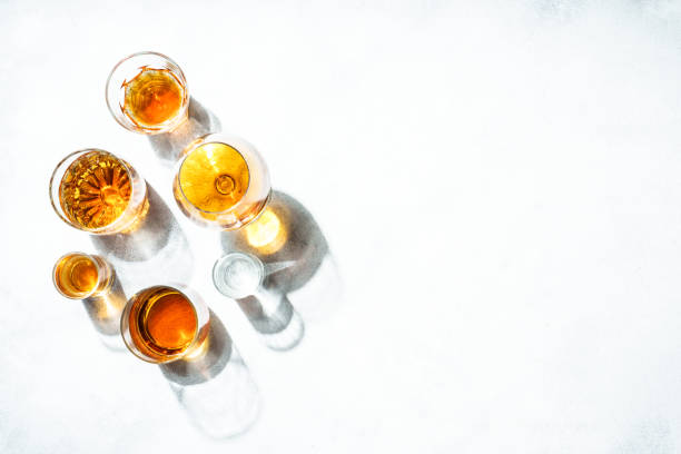 istock Strong alcohol drink. Whisky, rum, tequila, cognac at white background. 2076381809