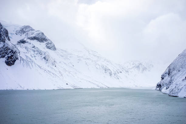 View of the Kaprun dam in winter, which rises below the Kaprungletscher glacier and is one of Austria's largest power generators. The highest power plant in Austria.