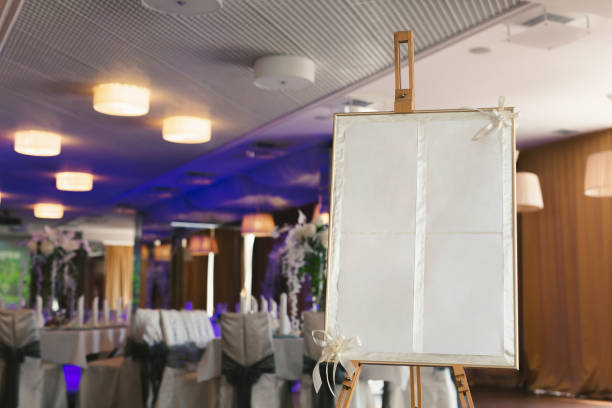 istock A plaque that stands in a restaurant with a wedding inscription. Layout for the invitation 2076414584