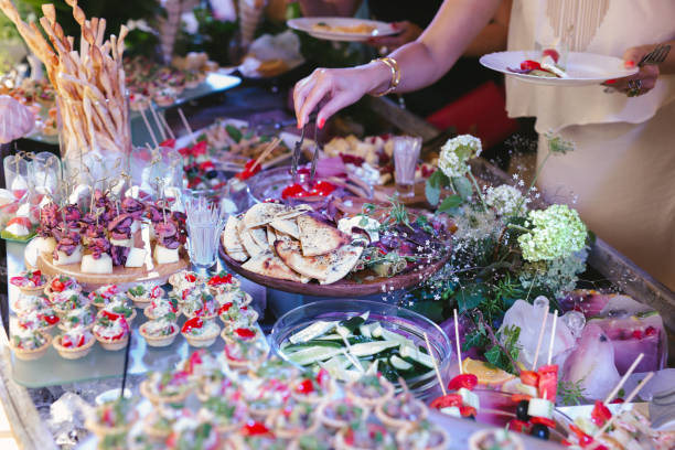 istock Buffet dinner, a beautifully decorated banquet with a variety of snacks. 2076418214