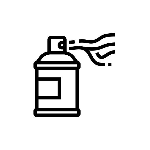illustrazioni stock, clip art, cartoni animati e icone di tendenza di icona della linea di scatole di vernice spray - blob ink stained spray