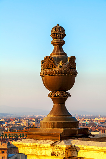 View of Budapest from St. Stephen Basilica in the sunset