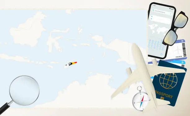 Vector illustration of East Timor map and flag, cargo plane on the detailed map of East Timor with flag.
