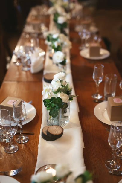 istock Elegant wedding banquet decoration and table setting in the restaurant. 2076475395