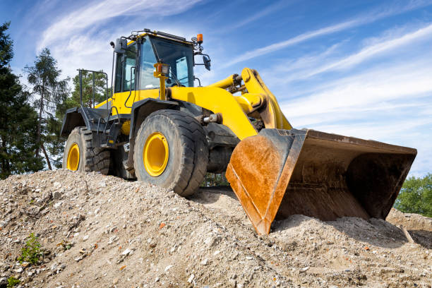 istock Road construction machinery on the construction of highway 2076533850