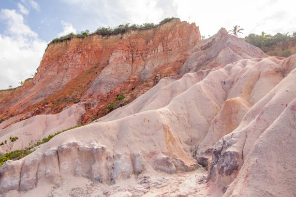 Colorful red cliffs known as Falesias near Arrial d Ajuda Bahia, Brazil