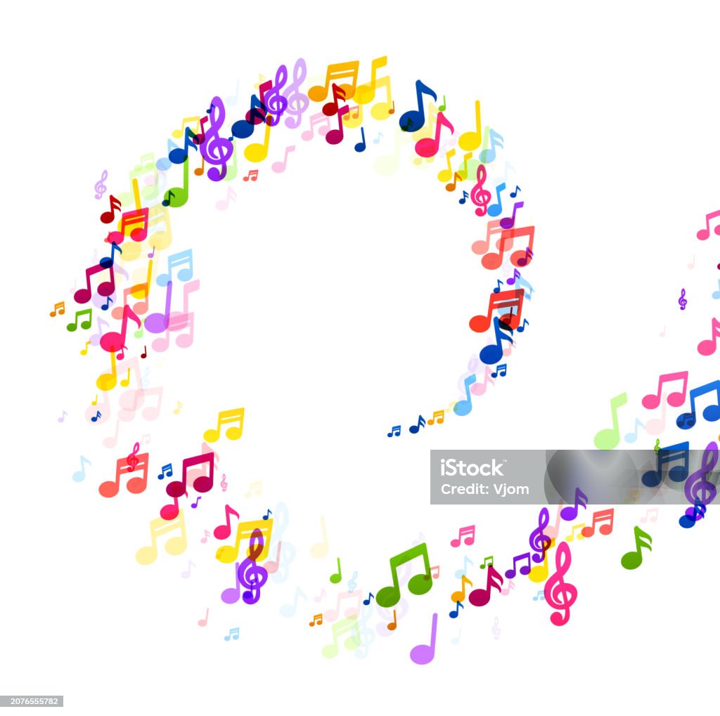 Music Notes Circular Pattern Circular Rainbow Music Notes Stock Illustration - Download Image Now ...