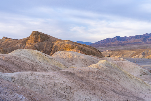 Several rock colors and badlands at Zabriskie's Point in Death Valley National Park.