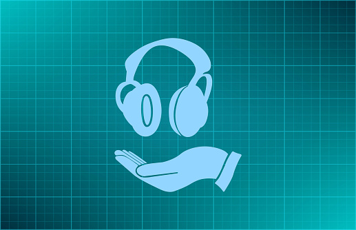 Vector headphones icon on the hand.