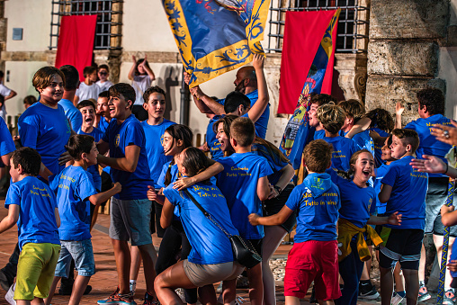 Acquasparta, Terni, Umbria, Italy: 20 June 2022\nThe people of the Contrada compete for the keys to the city, challenging each other in the Gastronomic Competition, in the Theater Competition \