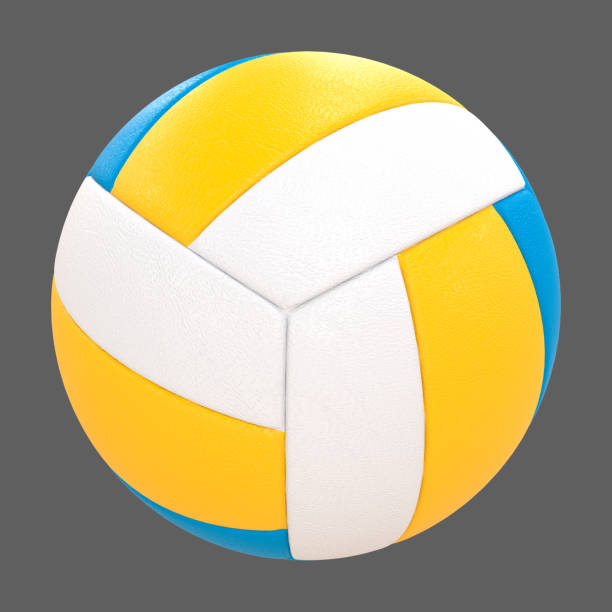 istock Volleyball ball blue yellow color. 3d render 2076657684