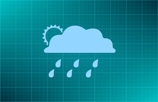 Sun and rain from the clouds, vector icon