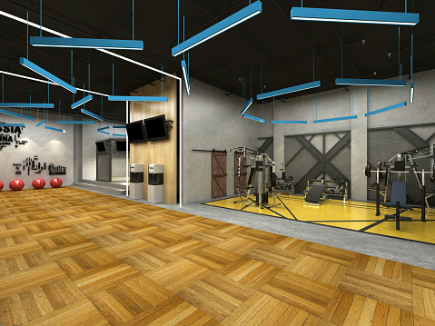 3d render gym fitness yoga pilates studio