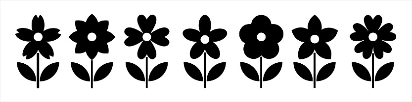 Flower icon. Black linear flowers icons collection. Simple vector flower icon. Flowers icons set isolated .