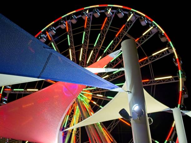 istock Sun shade canopy over the Myrtle Beach boardwalk with Ferris wheel in background 2076711899