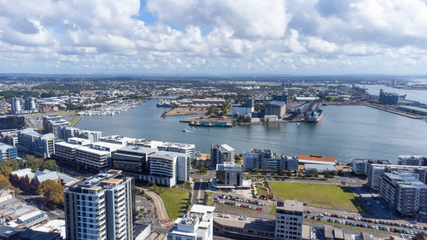 istock Aerial view over the Hunter River coastline at Newcastle Australia 2076760420