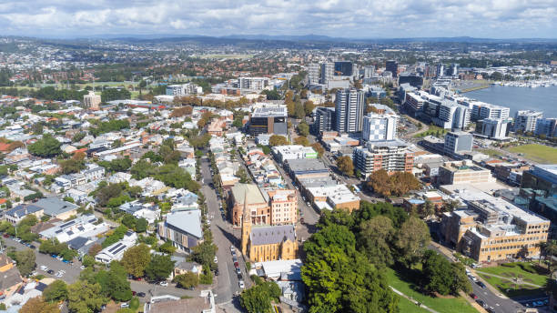 istock Aerial view over the Hunter River coastline at Newcastle Australia 2076760424