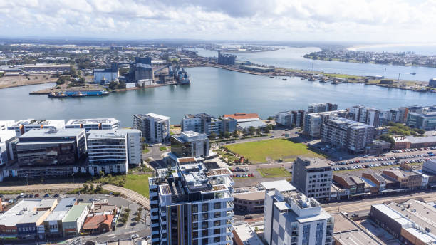 istock Aerial view over the Hunter River coastline at Newcastle Australia 2076760428