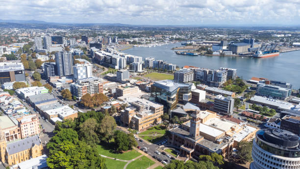 istock Aerial view over the Hunter River coastline at Newcastle Australia 2076848488