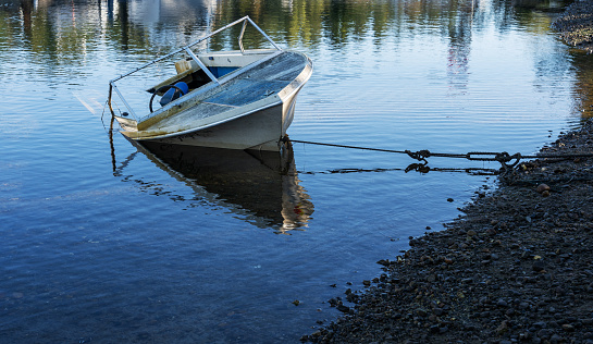 Abandoned boats along Marina Park in Gibson's BC on the Sunshine Coast.