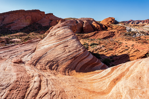 The entrance to the Valley of Fire State Park at dawn.