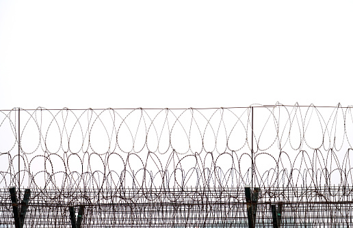close up on iron barbed wire background