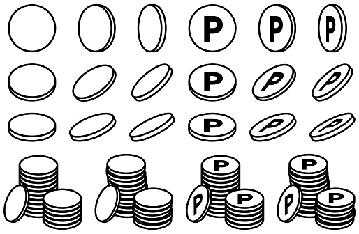 Vector illustration set of coins, medals and points