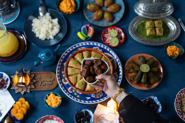 istock Ramadan Iftar Table. Muslim Family Having Dinner At Home. Iftar Table with Traditional Food. Fasting ends with Dates and Turkish Pide. Ramadan Feast Celebrations, Eid Mubarak Concept Uskudar Istanbul, Turkiye (Turkey) 2077050041