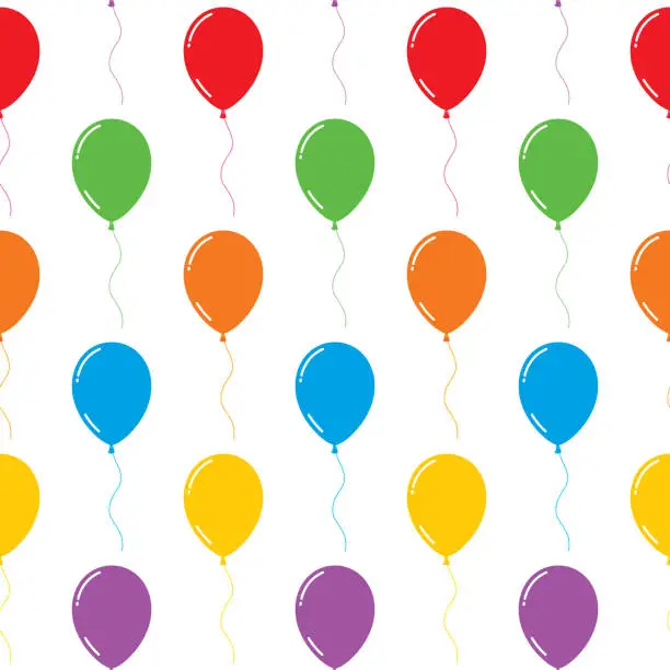 Vector illustration of Vibrant Colored Balloons Seamless Pattern