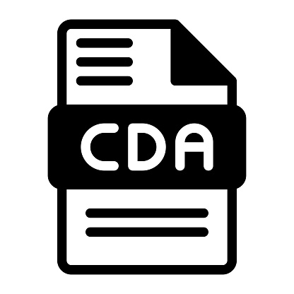 Cda file icon. Audio format symbol Solid icons, Vector illustration. can be used for website interfaces, mobile applications and software