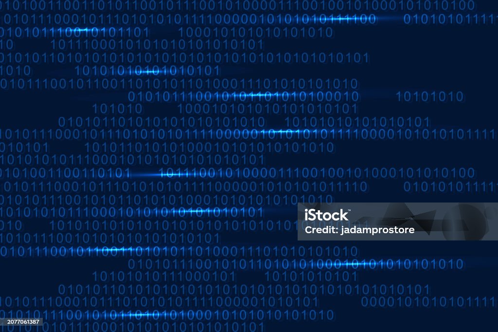 Blue Binary Code Falling Background Stock Illustration - Download Image ...