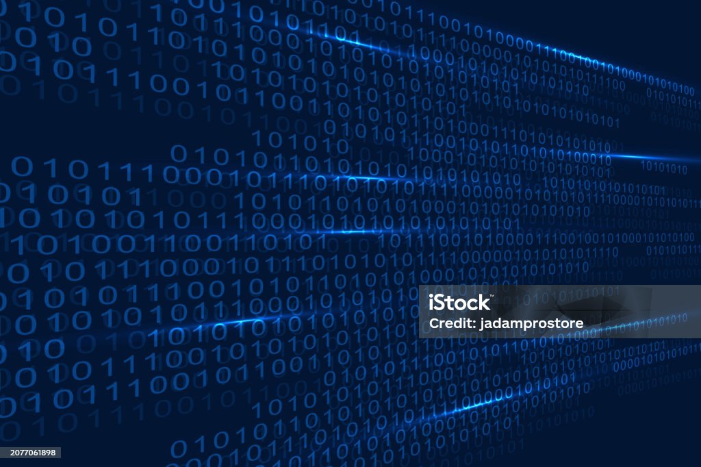 Blue Binary Code Background Computer Data Transfer Concept Stock ...