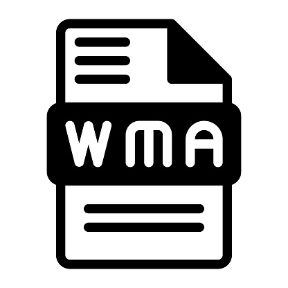 Wma file icon. Audio format symbol Solid icons, Vector illustration. can be used for website interfaces, mobile applications and software