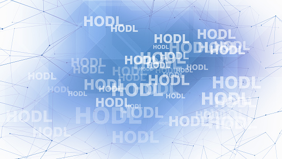 Crypto currency hodl text and connected lines hold strategy philosophy for crypto trading and bitcoin investment