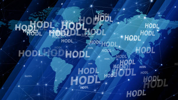 istock Cryptocurrency hodl strategy illustrated with hodl text on world map for digital assets investment and high revenue perspective 2077094610